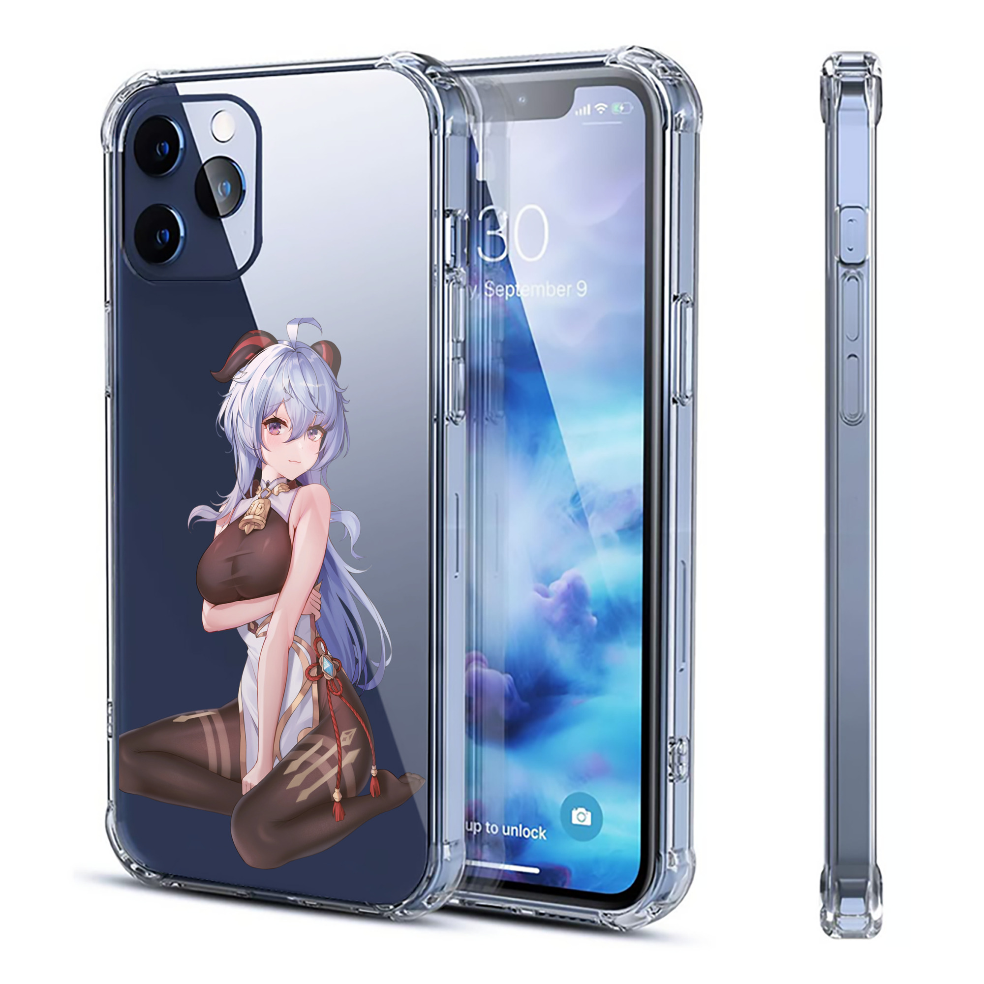 げんし神 甘雨 かんう genshin Ganyu 【iPhone 12シリーズ対応】透明スマホケース（クリアソフトケース）